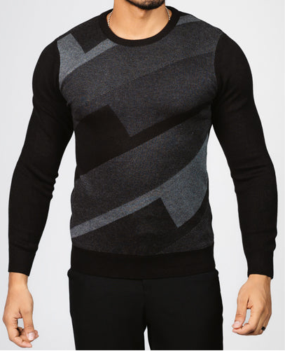 Slim Fit Crew Neck Knitwear Pullover -  black