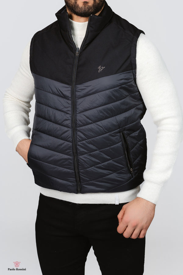 Regular Fit Bomber Puffer Vest - black