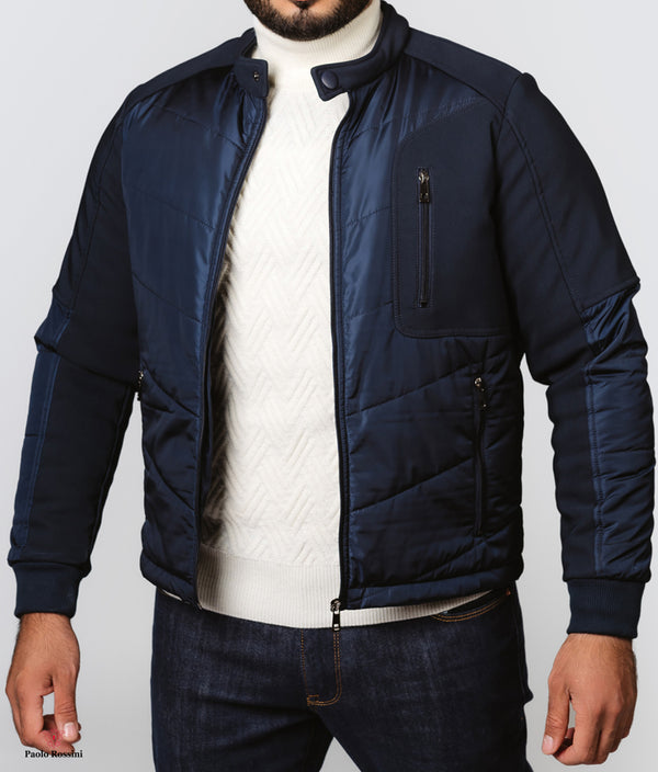 Slim Fit Puffer Jacket-Navy blue