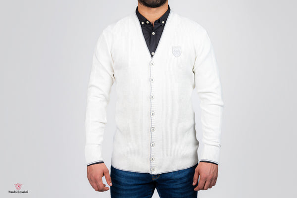 Standard Fit Shawl Collar Knitwear Cardigan - white