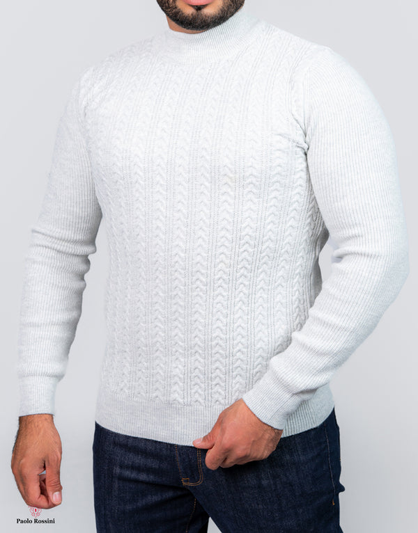 Slim Fit Turtleneck Knitwear Pullover - White